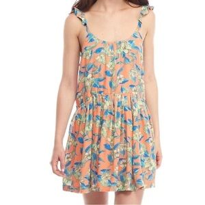 Free People Dear You Floral Mini Dress Women's Size M Orange Short Length